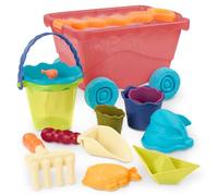 B. Toys - Wagon & Beach Toys - 10 Sand Toys - Beach Play Set - Summer Toys for Toddlers, Kids - 18 Months + - Wavy-Wagon - Red