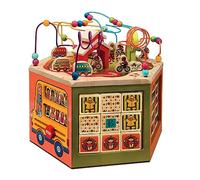 Li'l Woodzeez B. Toys - Youniversité - Cube d'activités - Centre d'activités en Bois - Jouet d'apprentissage pour Tout-Petits et Enfants - Alphabet, Chiffres, Formes - 12 Mois et +