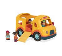 Li'l Woodzeez Battat - Bus Scolaire Son et lumière - Bus Scolaire Jaune Lumineux - 5 Figurines de Jouets - Sons réalistes - Panneau Stop Pliant - 18 Mois et +