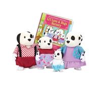 Li'l Woodzeez - Woofwinkle Dog Family - Ensemble de 5 pièces avec figurines miniatures et livre d'histoires - Jouets pour animaux et accessoires d'accès pour les enfants de 3 ans et plus, Multi