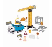 Li'l Woodzeez Driven by Battat - Jeu de Grue de Chantier (62 pièces) - Jeu de Construction 62 pièces pour Enfants - Camion-Benne et Accessoires - Jouer à Faire Semblant - 3 Ans et +