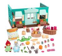 Li'l Woodzeez - Magasin général de Honeysuckle Hollow - Deluxe - Jeu de figurines d'animaux - Magasin général de jouets - Mini meubles et nourriture factice - Livre d'histoires inclus - 3 ans et +