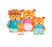 Li'l Woodzeez - Petite Figurine Animale - Famille du Renard à Queue Courte - Lot de 4 Figurines d'animaux de Collection floqués - Figures de poupées posables et Livre d'histoires - 3 Ans et +