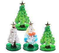 Lilalemon Lot de 4 sapins de Noël magiques en cristal pour faire pousser vos propres cristaux - Kit scientifique pour remplir des sacs surprises - Boîte de fête de Noël
