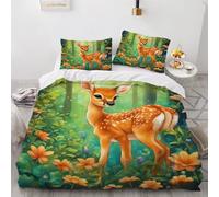 LILALI Housse De Couette 2 Personnes 220x240 Cerf Parure De Lit 220x240 avec 2 Taies d'oreillers 65x65cm Contes De Fées pour lit 2 Personnes