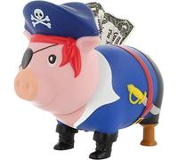 LILALU - Tirelire Biggy Pirate - Tête rotative - Tirelire - Insertion de pièces de monnaie - Coffre-fort pour enfants
