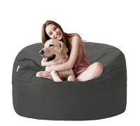 lilanoon Pouf poire portable de 0,9 m avec housse en velours hollandais lavable et confortable, canapé lasy avec doublure en éponge hautement élastique, 2 fermetures éclair dissimulées et poche
