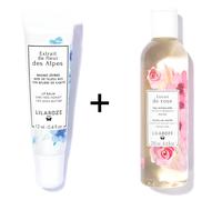 Lilaroze Paris - Pack Baume à Lèvres Extrait de Fleur Des Alpes Miel de Tilleul Bio + Eau Micellaire Extrait de Rose Nettoie et Démaquille Bio