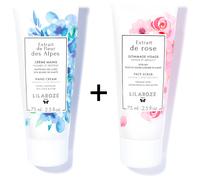 Lilaroze Paris - Pack Crème Mains Extrait de Fleur Des Alpes Nourrit et Protège + Gommage Visage Extrait de Rose Exfolie et Adoucit