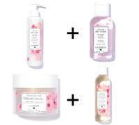 Lilaroze Paris - Pack Gel Mains Extrait de rose + Eau Micellaire Extrait de rose + Lait Corps Extrait de rose + Gommage de corps Extrait de rose