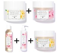 Lilaroze Paris - Pack Gommage Corps Extrait de fleurs D'oranger + Gommage Corps Extrait de rose + Creme Corps Extrait de fleur d'Oranger + Lait Corps Extrait de rose + Eau Micellaire Extrait de rose