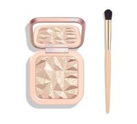 Lilbitty 1 Pièce Palette Illuminateur en Champagne avec Paillettes + 1 Pièce Pinceau Couleur Abricot, Maquillage Brillant pour Éclat Naturel, Éclat Longue Durée pour Visage, Set Maquillage