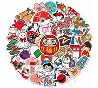 Lilbitty 50e Ensemble Autocollants Japon - Autocollants Vinyle Culture Traditionnelle du Japon, Imperméables pour Ordinateur Portable, Bouteille, Téléphone, Voiture, Vélo, Skateboard & Scrapbook