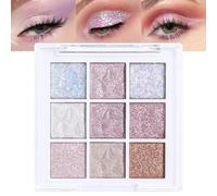 Lilbitty Palette de fards à paupières multicolore, haute pigmentation, mat et scintillant, idéal pour les fêtes et la vie quotidienne, 9 couleurs pour des looks naturels et vivants