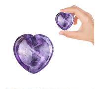 Lilbitty Pierre de guérison pour le pouce en améthyste - Cadeau pour débutant - Chakra poli - Reiki - Cristal de massage équilibré - Pierres précieuses de poche en forme de cœur - Méditation