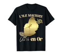 L'île Maurice Une Île en Or Carte Effet Doré Cadeau T-Shirt