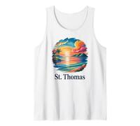 L'île Tropicale de Saint-Thomas, Une Ambiance Amusante au Coucher du Soleil sur l'océan Débardeur