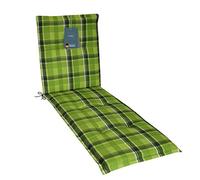 LILENO HOME Coussin, 1 pièce, à carreaux, vert, pour chaise longue de jardin et de plage, rembourré, 188 x 60 x 5 cm