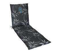 LILENO HOME Coussin, 1 pièce, anthracite, motif floral, blanc, pour chaise longue de jardin et de plage, rembourré, 188 x 60 x 5 cm