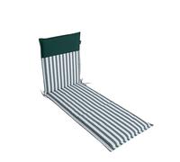 LILENO HOME Coussin pour bain de soleil [1er Set - Lit de plage] à rayures Vert foncé - Uni Vert foncé - Coussin pour chaise longue de jardin pour chaise longue de plage (190x60x5cm) Malt