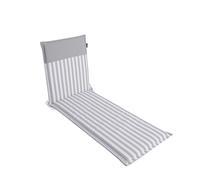 LILENO HOME Coussin pour chaise longue de jardin - 1 pièce - Chaise longue à roulettes - Gris clair - À rayures - Gris clair uni - Idéal pour chaise longue de plage - Rembourré - 190 x 60 x 5 cm