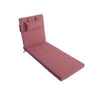 LILENO HOME Coussin pour chaise longue de jardin avec oreiller, 1 pièce, rouge, idéal pour chaise longue de plage