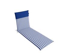 LILENO HOME Coussin pour chaise longue de soleil - 1 pièce - Chaise longue à roulettes - Bleu foncé - Rayures bleu foncé - Coussin pour chaise longue de jardin - 190 x 60 x 5 cm - Malt