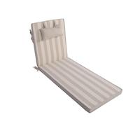 LILENO HOME Coussin pour chaise longue de soleil avec oreiller, 1 pièce, pour chaise longue de jardin MAR, à rayures beiges, idéal pour chaise longue de plage