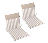 LILENO HOME Coussins pour chaises de jardin en [lot de 2 - bas dossier] en rayures Sable - uni Sable - Confortables comme chaises longues pour meubles de jardin - Coussins de chaise pour chaises de