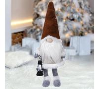 LILENO HOME Grande figurine de lutin de 85 cm avec bonnet brun foncé - XXL debout comme décoration de Noël pour un Noël parfait - Figurine de Père Noël