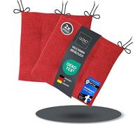 LILENO HOME Lot de 2 coussins de chaise - Rouge - 40 x 40 x 4,5 cm - Pour chaise de jardin, cuisine ou salle à manger - Confortables - Résistants aux UV - Pour l'intérieur et l'extérieur