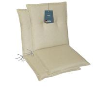 LILENO HOME Lot de 2 coussins pour chaise de jardin à dossier bas, beiges, chaises longues confortables comme coussins d'assise pour meubles de jardin, coussins de chaise pour chaises de jardin et