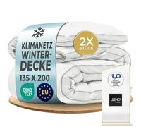 LILENO HOME Lot de 2 couvertures d'hiver 135 x 200 cm avec filet climatique | Couette extra douce de 135 x 200 cm comme couette - comme couverture d'hiver chaude - Lavable jusqu'à 95 °C