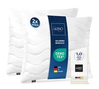 Lileno Home Lot de 2 oreillers, 80 x 80 cm, coussin matelassé pour lit et comme coussin décoratif, avec fermeture éclair pour rembourrage, lavable à 60 °C, pour canapé, blancs
