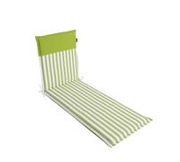 LILENO HOME MALT Coussin pour chaise longue de soleil - 1 pièce - Chaise longue à roulettes - À rayures vert clair - Vert clair uni - Idéal pour chaise longue de plage - Coussin pour chaise longue de