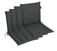 LILENO HOME MIA Lot de 4 coussins pour chaise de jardin à dossier bas, anthracite, confortables comme coussins d'assise pour meubles de jardin, coussins de chaise pour chaises de jardin et chaises