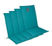 LILENO HOME MIA Lot de 4 coussins pour chaise de jardin à dossier haut, bleu pétrole, confortables comme coussins d'assise pour meubles de jardin, coussins de chaise pour chaises de jardin et chaises