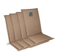 LILENO HOME MIA Lot de 4 coussins pour chaise de jardin à dossier haut, couleur taupe, chaises longues confortables pour meubles de jardin, coussins de chaise pour chaises de jardin et chaises