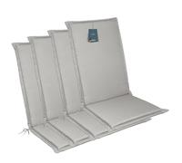 LILENO HOME MIA Lot de 4 coussins pour chaise de jardin à dossier haut, gris, chaises longues confortables pour meubles de jardin, coussins de chaise pour chaises de jardin et chaises pliantes