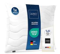 Lileno Home Oreiller, 80 x 80 cm, coussin matelassé pour lit et comme coussin décoratif, avec fermeture éclair pour rembourrage, lavable à 60 °C, pour canapé, blanc, 1 pièce