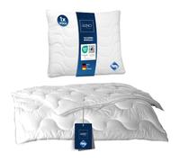 LILENO HOME Parure de lit 135 x 200 cm avec taie d'oreiller - Housse de couette toutes saisons 135 x 200 cm et couverture antibactériennes - Oreiller 80 x 80 cm