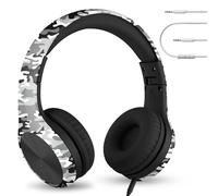 LilGadgets Connect+ Pro Casque d'école pour Enfants - Conçu pour Le Confort des Enfants, Casque Supra-auriculaire Pliable avec Microphone en Ligne, Casque pour Enfants pour l'école, Camouflage Neige