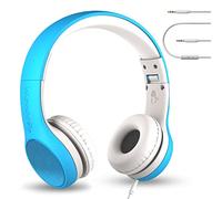 LilGadgets Écouteurs filaires de Style Connect+ pour Enfants avec Technologie SharePort®, Casque Supra-auriculaire Pliable, Microphone intégré, Bleu, écouteurs adaptés aux Enfants pour l'école.
