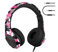 LilGadgets Le Casque Connect+ Pro Girls est Un Casque Supra-auriculaire Confortable et Pliable avec Un Microphone en Ligne, Un Casque Audiophile et Un Camouflage Rose.
