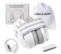 Lilian&Gema Casque 2 en 1 anti-bruit pour bébés, bandeau réglable, antidérapant et sans pression. Protection auditive idéale pour les bébés jusqu'à 48 mois, blanc, 3-48 meses