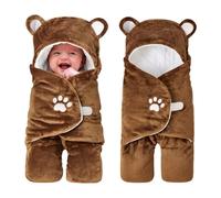 Lilian&Gema Gigoteuse 0-4 Mois Hiver Bébé, Gigoteuse Emmaillotage for Baby Height 50-65cm, Turbulette Bébé avec Doublure en Coton(Marron)