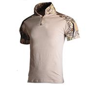 LiliChan Chemises Tactiques à Manches Courtes pour Hommes Chemise Militaire Chemise d'extérieur Chemise de Combat Tactique avec Fermeture éclair (X-Large, Python du désert)