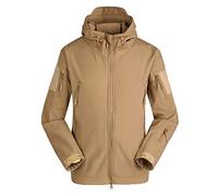 LiliChan Veste Tactique Soft Shell Militaire pour Hommes Sports de Plein air Armée de Chasse Manteau Imperméable (XXXX-Large, Kaki)