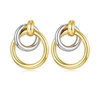 LILIE&WHITE Boucles d’Oreilles Femme Bicolores Or et Argent, Design Cercle Moderne, Anallergiques, Fait Main, Accessoire Cadeau Élégant et Tendance
