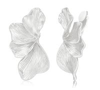 LILIE&WHITE Boucles d'oreilles à clip en forme de fleur en argent pour femme, non percées, grande déclaration florale, gros pétales 3D, hypoallergéniques